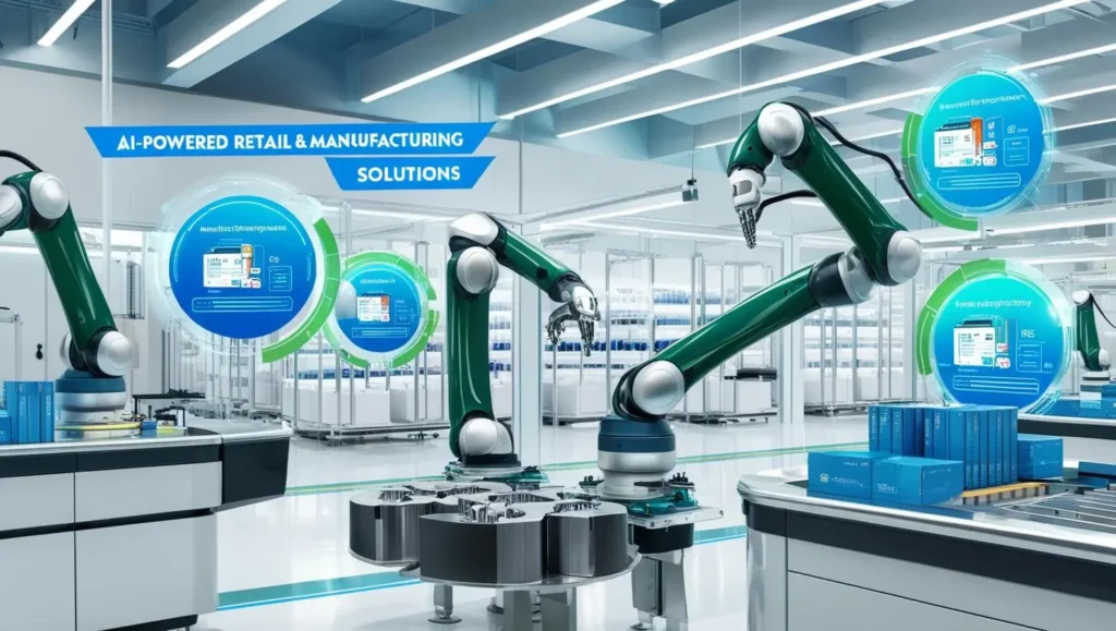 10 Essential AI Technologies Boosting Business in 2025 - A robotic manufacturing factory with robotic arms. 