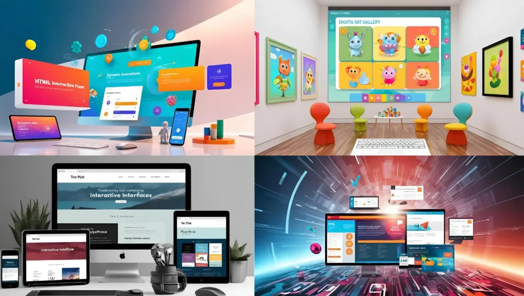 A variety of HTML and Flash Website Interfaces during the early 2000s.