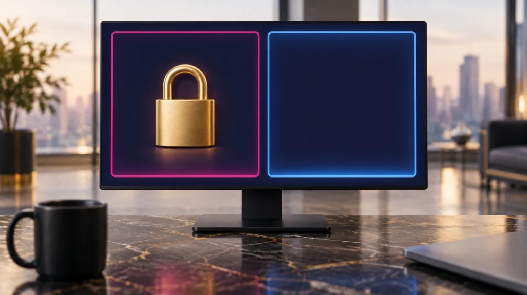 Two browser windows, one locked one unverified